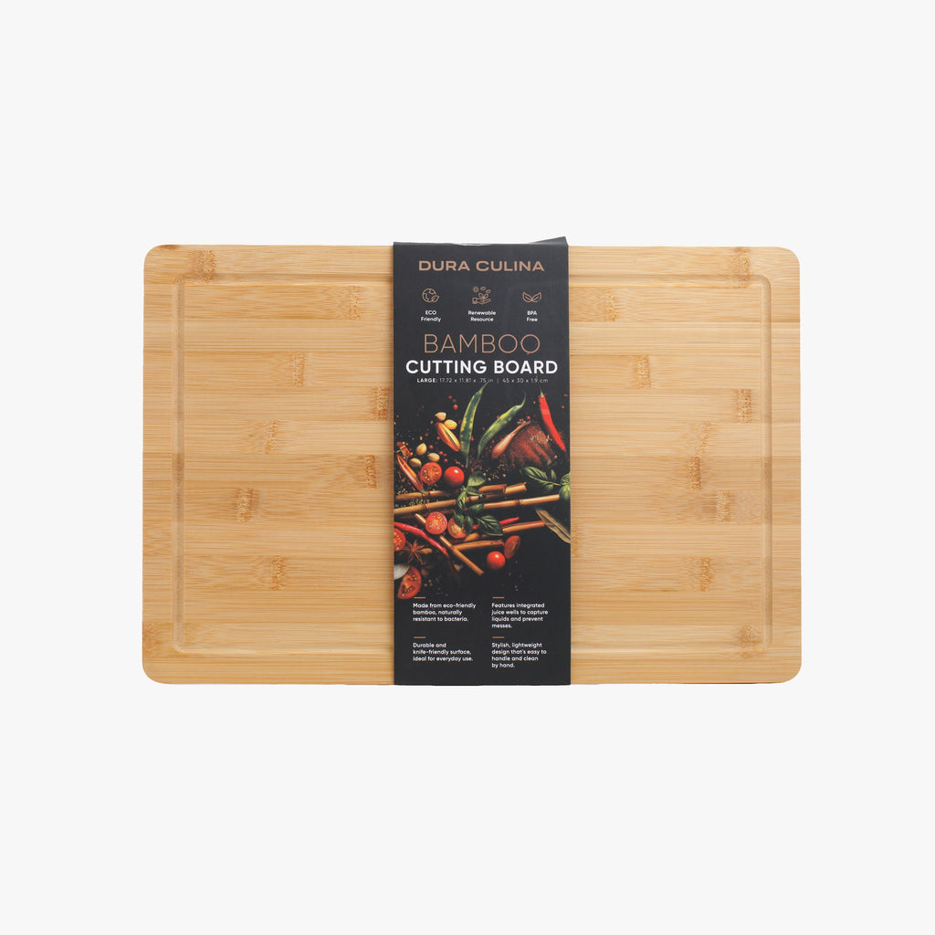 Bamboo Wood Cutting Board: Large – (17.75” x 11.8”)  Durable, Eco-Friendly Chopping Board-0
