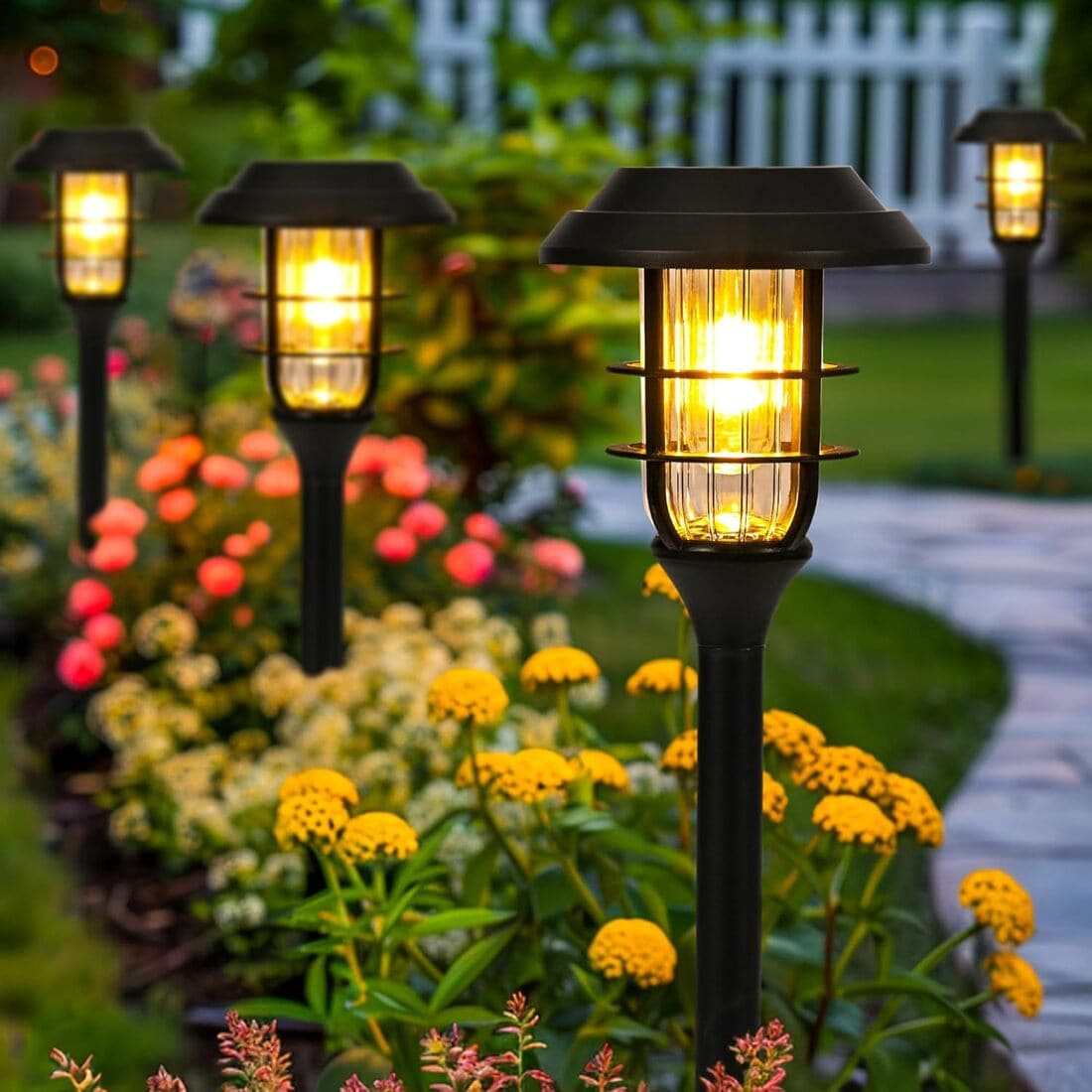 Solar Pathway Lights Outdoor with Tungsten Filament Bulbs-0