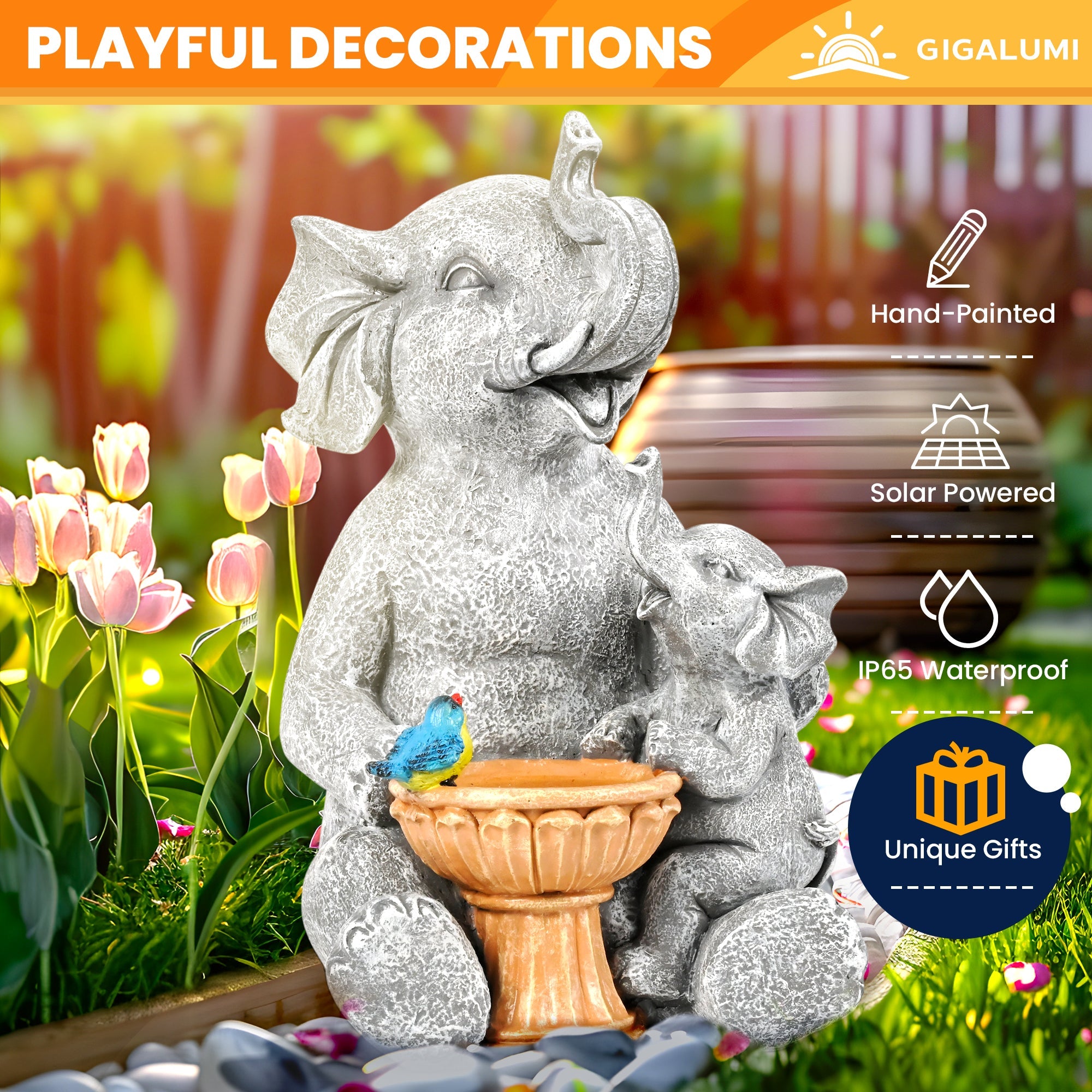 Gigalumi Solar Loving Elephant Yard Decoration (1 Pack)-2