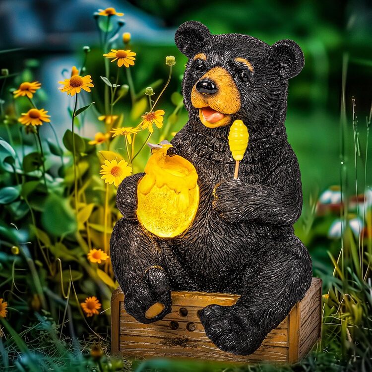 Gigalumi Solar Bear Garden Statue Decor Lights Gift for Mom, Grandma(1 Pack)-0