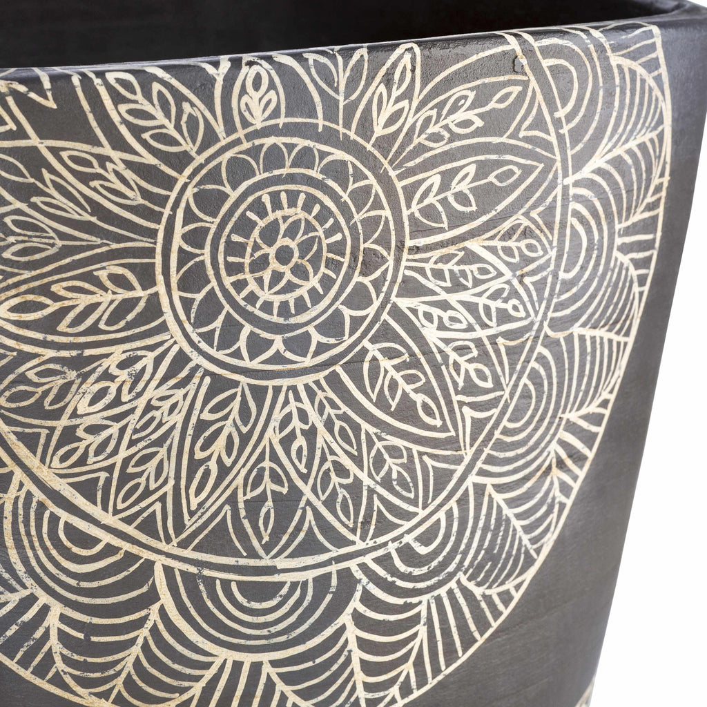 Hearst Terracotta Geometric Black Planter-2
