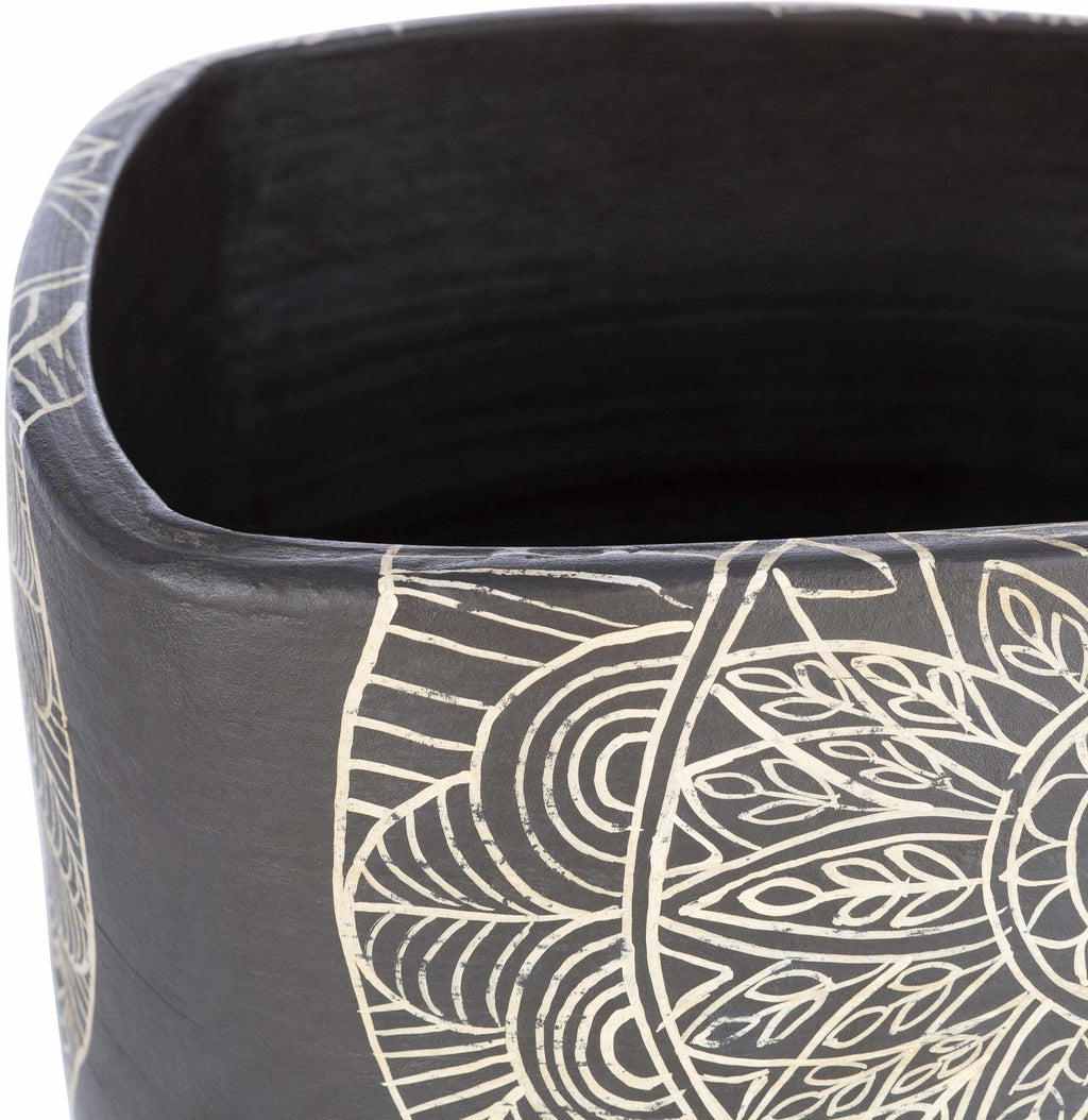 Hearst Terracotta Geometric Black Planter-4